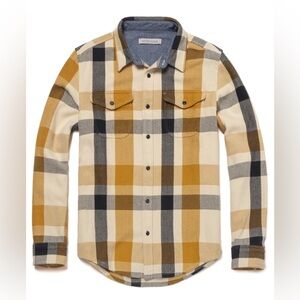 Outerknown Blanket Shirt in Saffron/Navy Plaid